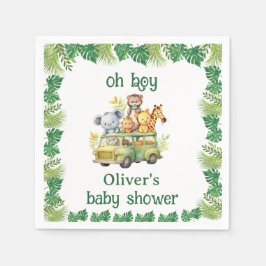 おお可愛いジャングルのサファリアニマルズシャワー スタンダードカクテルナプキン