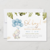 おお坊さん象&風船ジャングルの赤ちゃんシャワー 招待状 (正面)