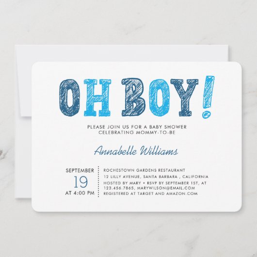 おお坊さん|男のモダン子のベビーシャワー 招待状 (正面)