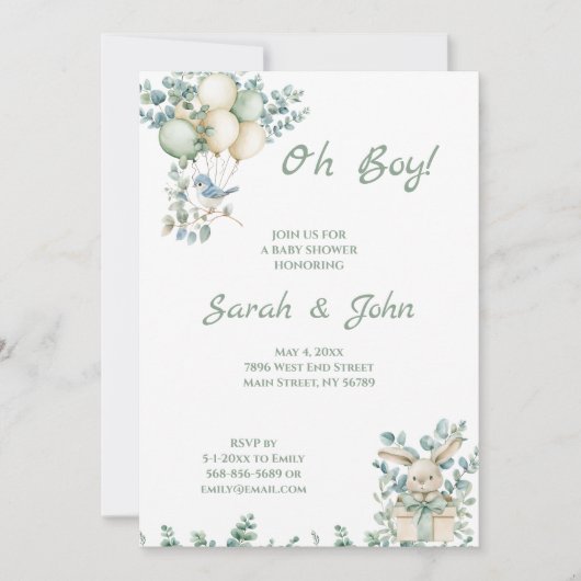 おお坊ちゃんシャワーEucalyptus 招待状 (正面)