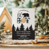 おお坊ちゃんベアーバッファロープレイドベビーシャワー 招待状