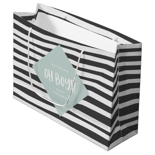 おお坊ちゃん！ツイン男の赤ちゃん感謝していギフトパーティー ラージペーパーバッグ (正面アングル)