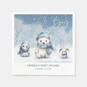 おお坊やの冬 | ウッドランド赤ちゃんシャワー編集可能 スタンダードカクテルナプキン (正面)