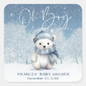 おお坊やの冬 | ウッドランド赤ちゃんシャワー スクエアシール (正面)
