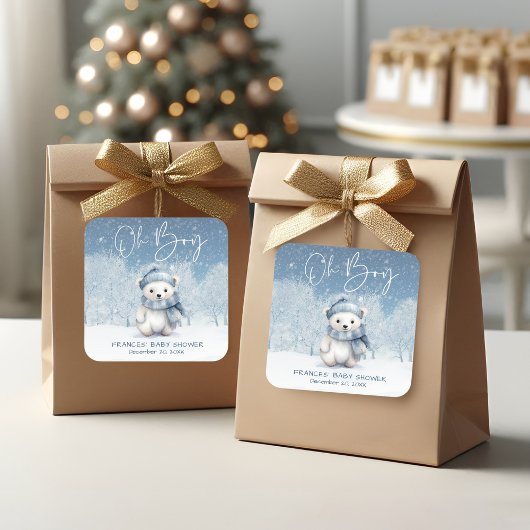 おお坊やの冬 | ウッドランド赤ちゃんシャワー スクエアシール