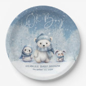 おお坊やの冬 | ウッドランド赤ちゃんシャワー ペーパープレート (正面)