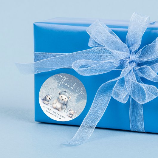 おお坊やの冬 | ウッドランド赤ちゃんシャワー ラウンドシール