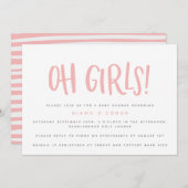 おお女の子ツイン・ベビー・シャワーの招待状 シーズンカード (正面/裏面)