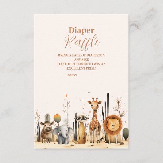おお少年かわいいサファリ動物の緑のラッフルおむつ エンクロージャーカード (正面)