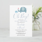おお少年かわいい象の赤ちゃんシャワー 招待状 (スタンド正面)