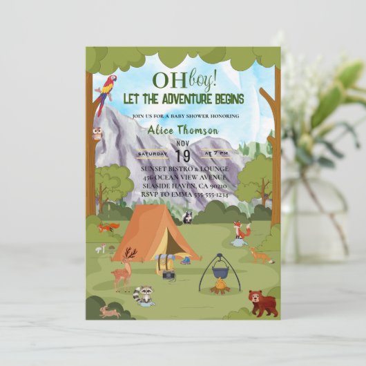 おお少年は冒険を森の赤ちゃんシャワーを始める 招待状 (スタンド正面)