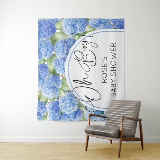 おお男の子あじさい青い花ベビーシャワー タペストリー (インサイチュ)