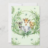 おお男の子かわいいサファリ動物の赤ちゃんシャワー 招待状 (裏面)