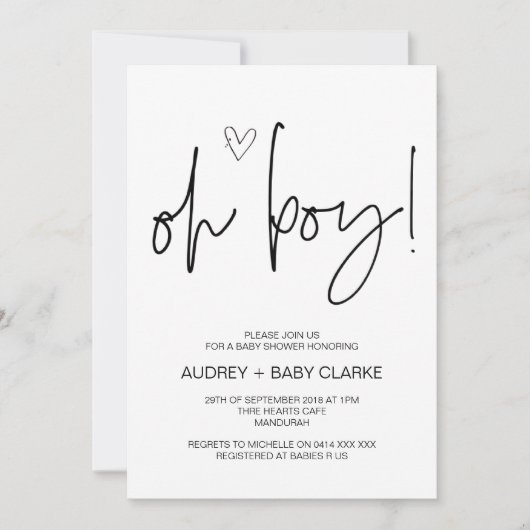 おお男の子かわいい赤ちゃんシャワーパーティーママに 招待状 (正面)