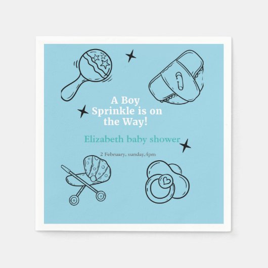 おお男の子がシャワーを浴びる スタンダードカクテルナプキン (正面)