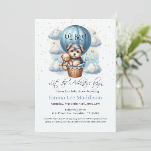 おお男の子の冒険が熱気球で子犬に始まる 招待状 (スタンド正面)