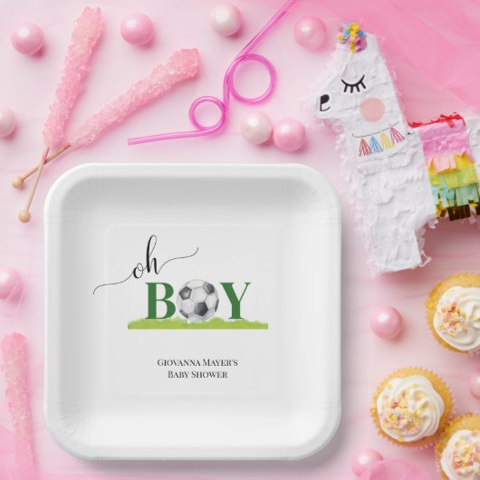 おお男の子サッカー男の子の赤ちゃんシャワー ペーパープレート (パーティー)