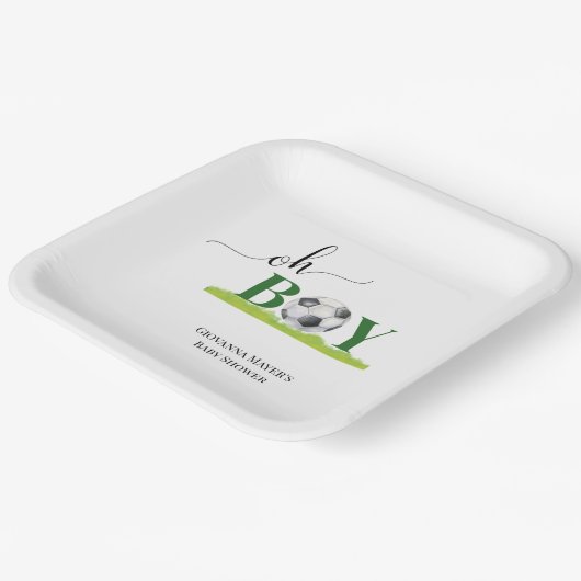 おお男の子サッカー男の子の赤ちゃんシャワー ペーパープレート (傾斜あり)