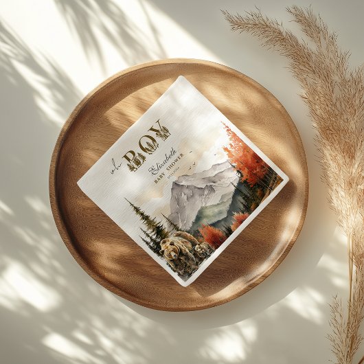 おお男の子素朴秋の森の熊ベビーシャワー スタンダードカクテルナプキン