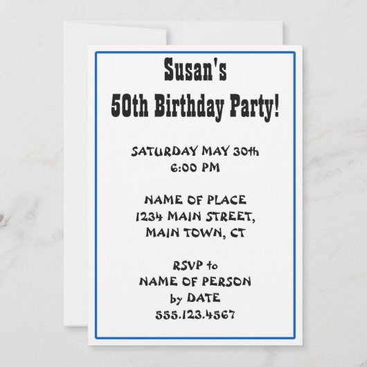 おお羊50番50誕生日 招待状 (裏面)