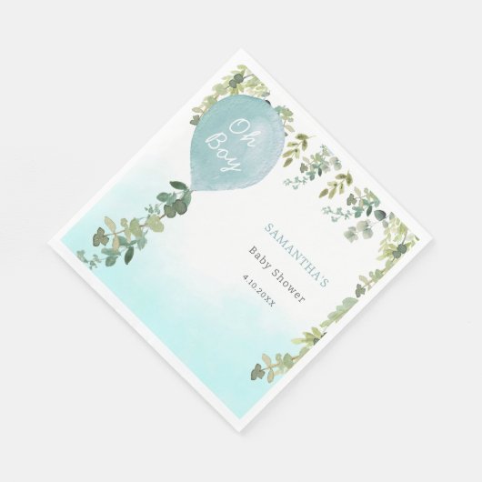 おお青気球の男の子の赤ちゃんシャワー緑 スタンダードランチョンナプキン (角)