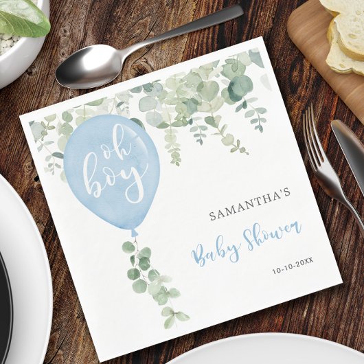 おお青気球の男の子の赤ちゃんシャワー緑 スタンダードランチョンナプキン