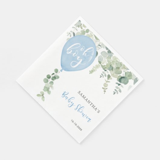 おお青気球の男の子の赤ちゃんシャワー緑 スタンダードランチョンナプキン (角)