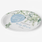 おお青気球の男の子の赤ちゃんシャワー緑 ペーパープレート (アングル)