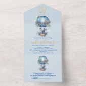 おお青水彩象の赤ちゃんシャワー オールインワン招待状 (内側)