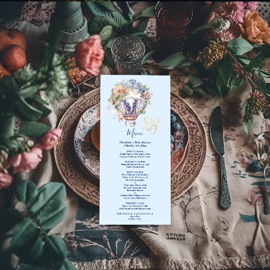 おお青水彩象の赤ちゃんシャワー メニュー