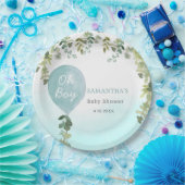 おお青風船かわいい緑の赤ちゃんシャワー ペーパープレート (パーティー)