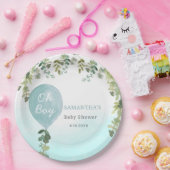 おお青風船かわいい緑の赤ちゃんシャワー ペーパープレート (パーティー)