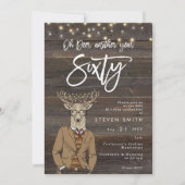 おお鹿さび色の木のライト60歳の誕生日 招待状 (正面)