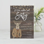 おお鹿さび色の木のライト60歳の誕生日 招待状 (スタンド正面)