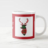 おお鹿その年の時間だ！タータンチェック鹿 ジャンボコーヒーマグカップ (右)