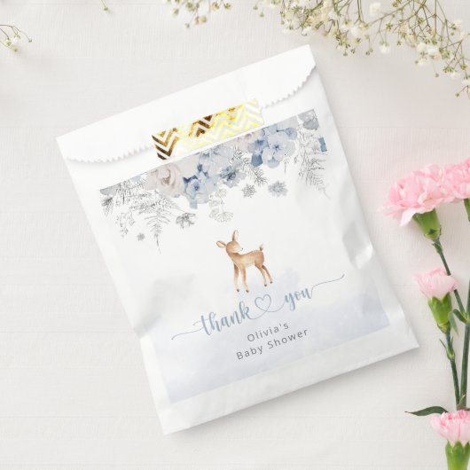 おお鹿その男の子の冬の青い赤ちゃんシャワー フェイバーバッグ (封をした状態)