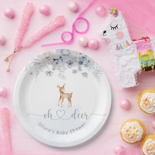おお鹿その男の子の冬の青い赤ちゃんシャワー ペーパープレート (パーティー)