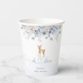 おお鹿その男の子の冬の青い赤ちゃんシャワー 紙コップ (正面)