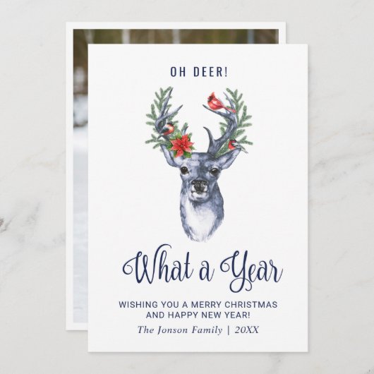 おお鹿なんて一年でクリスマスの祝辞を シーズンカード (正面/裏面)