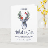 おお鹿なんて一年メリークリスマス休暇 カード (黄色い花)