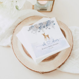 おお鹿の冬の青い男の子の赤ちゃんシャワー スタンダードカクテルナプキン