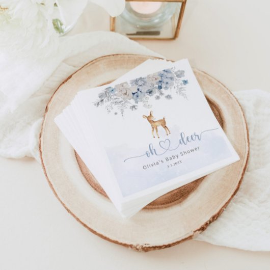 おお鹿の冬の青い男の子の赤ちゃんシャワー スタンダードカクテルナプキン