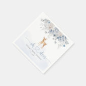 おお鹿の冬の青い男の子の赤ちゃんシャワー スタンダードカクテルナプキン (角)