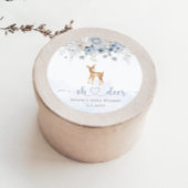 おお鹿の冬の青い男の子の赤ちゃんシャワー ラウンドシール