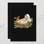 おお鹿よ、メアリーの降誕シーンのクリスマス、イエス シーズンカード (正面/裏面)