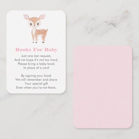おお鹿FAWN女の子の赤ちゃんシャワーのための本を持ってくる エンクロージャーカード (正面/裏面)