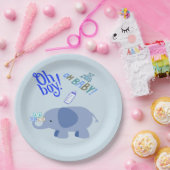 おお!ああベビー!ブルーエレファントベビーシャワー ペーパープレート (パーティー)