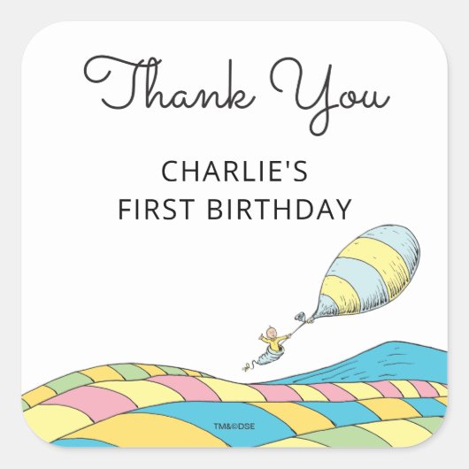 おお!あなたの行く場所!男の子の誕生日お礼 スクエアシール (正面)