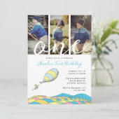 おお！あなたの行く場所 | 男の子の1歳の誕生日写真 招待状 (スタンド正面)