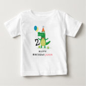 おお！かわいいワニの沼の子供の誕生日 ベビーTシャツ (正面)